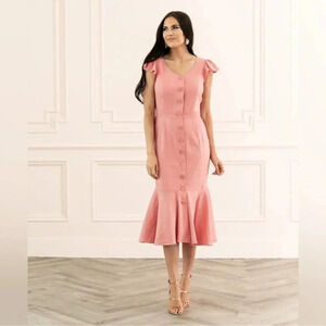 Rachel Parcell Blush Button Midi Dress